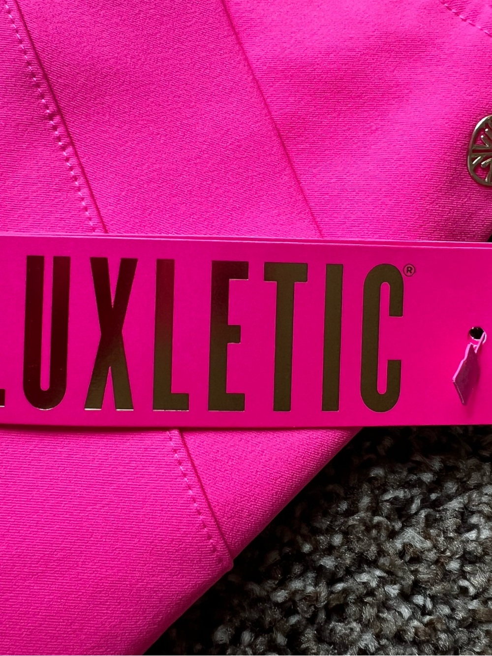Lilly Pulitzer Luxletic Stretch Shorts - Bright Pink with Gold Logo - Picture 4 of 7